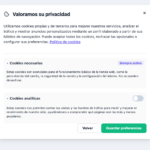 Panel de preferencias por categoría de CookieBoost