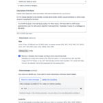 Report form step with category, description, metadata-free attachments and a voice message