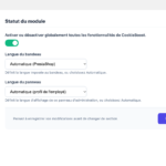 Panneau de configuration de CookieBoost dans PrestaShop